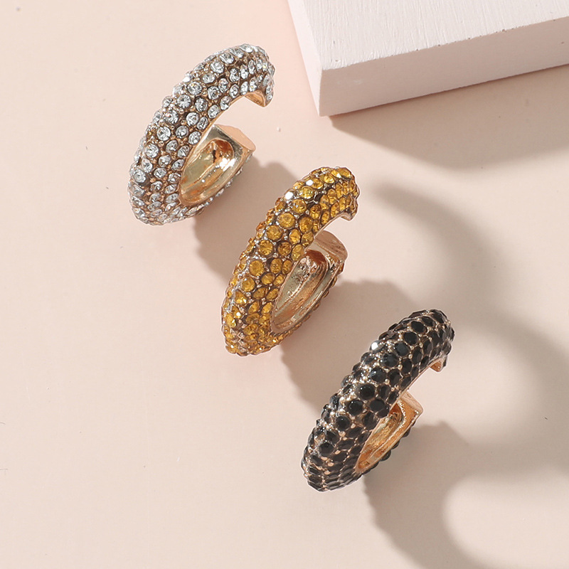 Fashion C Shape Diamond Alloy Artificial Gemstones Earrings display picture 10
