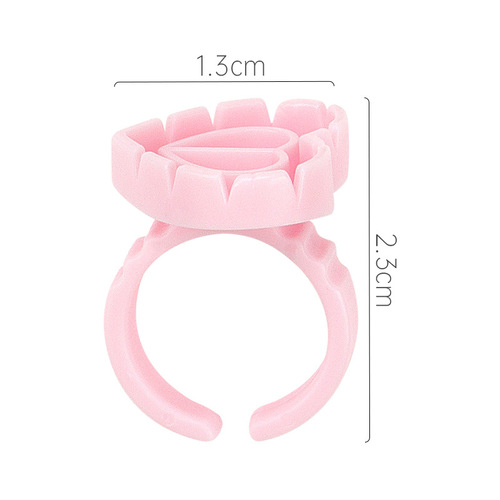 Wholesale tattoo embroidered eyelash integrated ring flower cup round heart-shaped glue ring flower color cup 100/pack