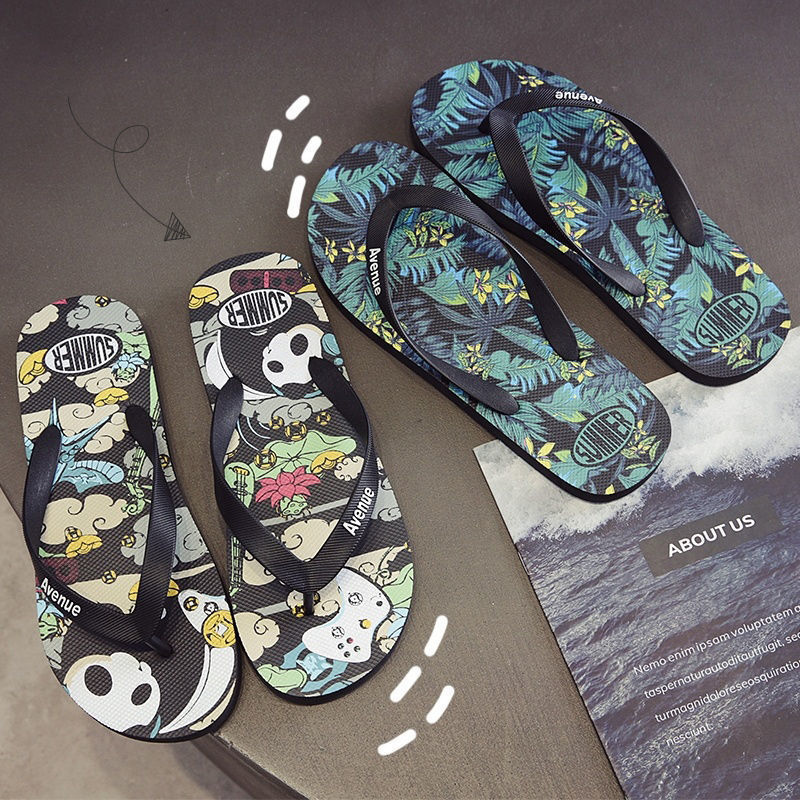 Clip Flip-Flops Men's Summer Personalized Social Trend Internet Celebrant Beach Student Fashion Outer Wear Non-slip Korean Style Men's Slippers
