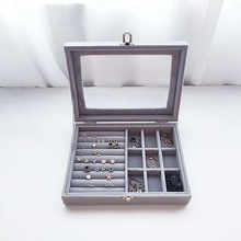 网红开窗透明绒布首饰收纳盒戒指耳钉手镯项链美饰品珠宝盒耳环