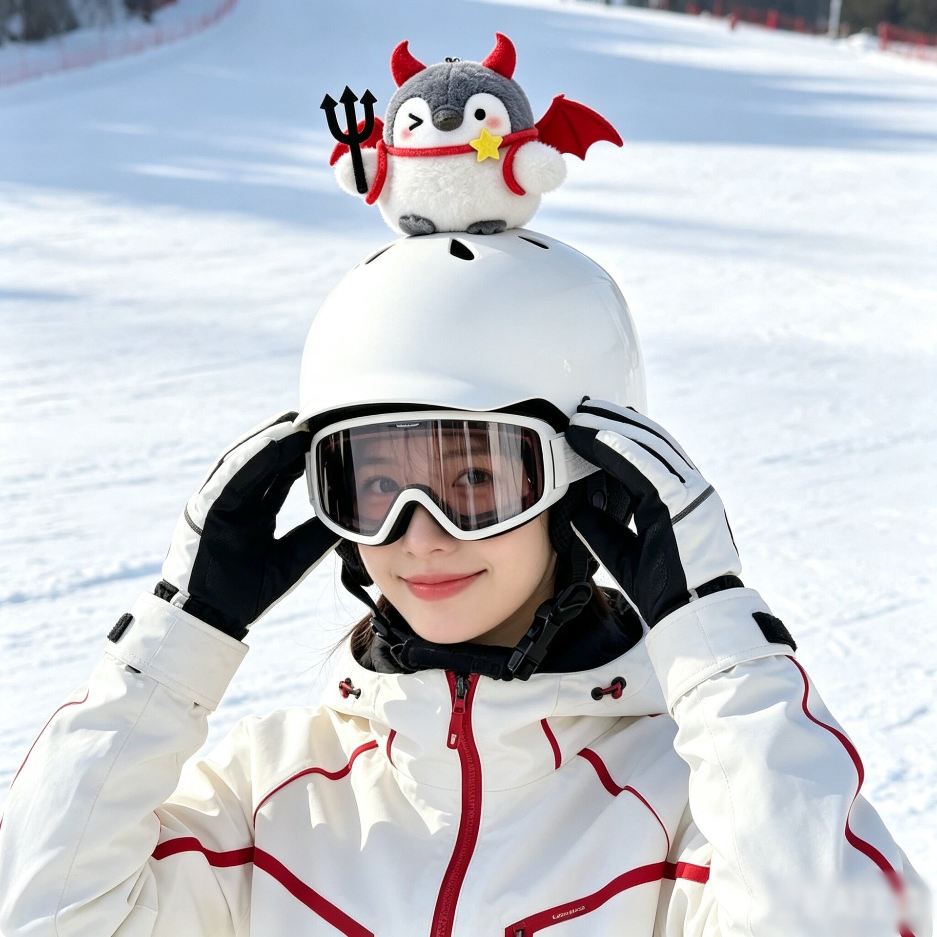 NYQD Little Penguin Ski Helmet Cute Soft Decorative Accessory for Snowboard, Electric Scooter, Motorcycle Riding, Unisex Helmet Accessory