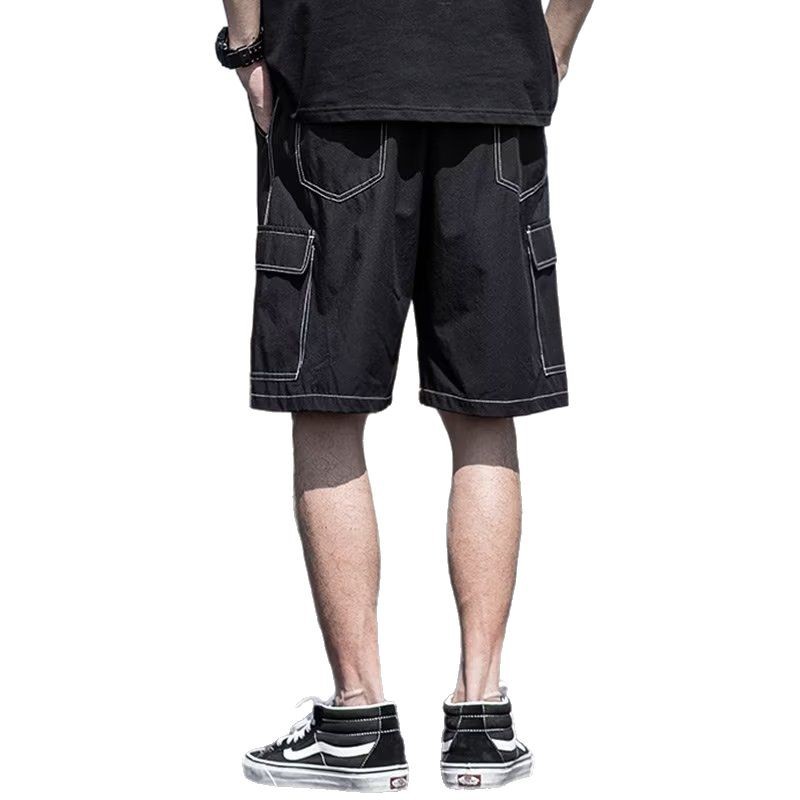 Pantalones cortos estadounidenses de cinco puntos de marca de moda para hombres de verano al por mayor pantalones finos de seda de hielo deportivos sueltos de gran tamaño súper transpirables