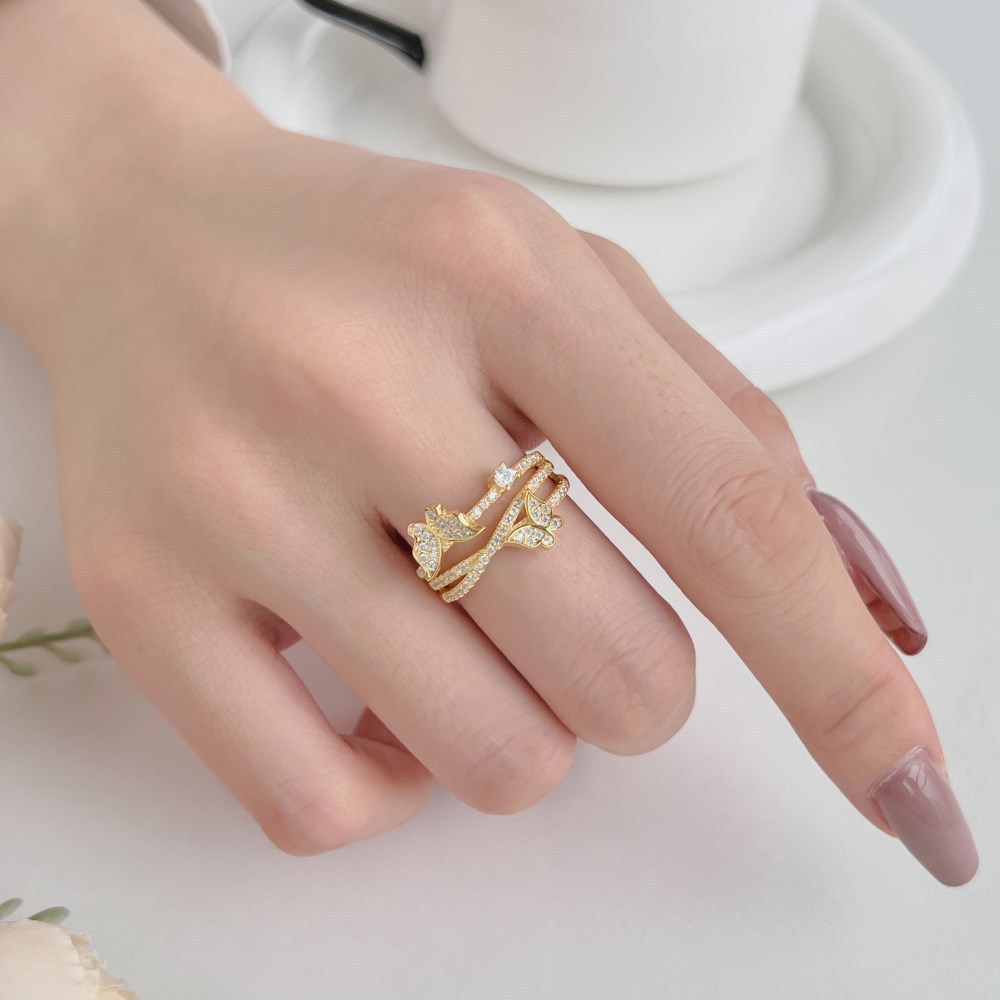 4g Weight Zircon Inlay Material Rings Classification 1 Piece Quantity Holiday, Daily Occasion 925 Sterling Silver Material U Shape, Insect Pattern Women's Gender Inlay Design Simple Style, Classic Style Style 925 Sterling Silver Zircon U Shape Insect Rings 21