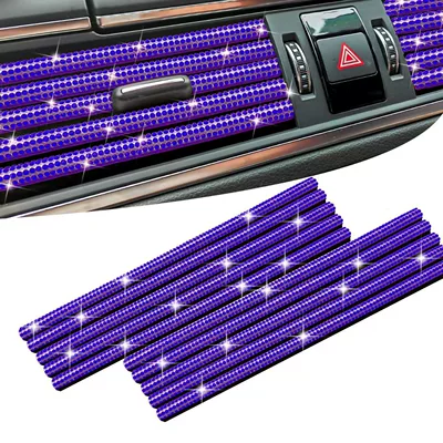 air conditioning port U-shaped rhinestone — Car hanging - blue-10-sticks