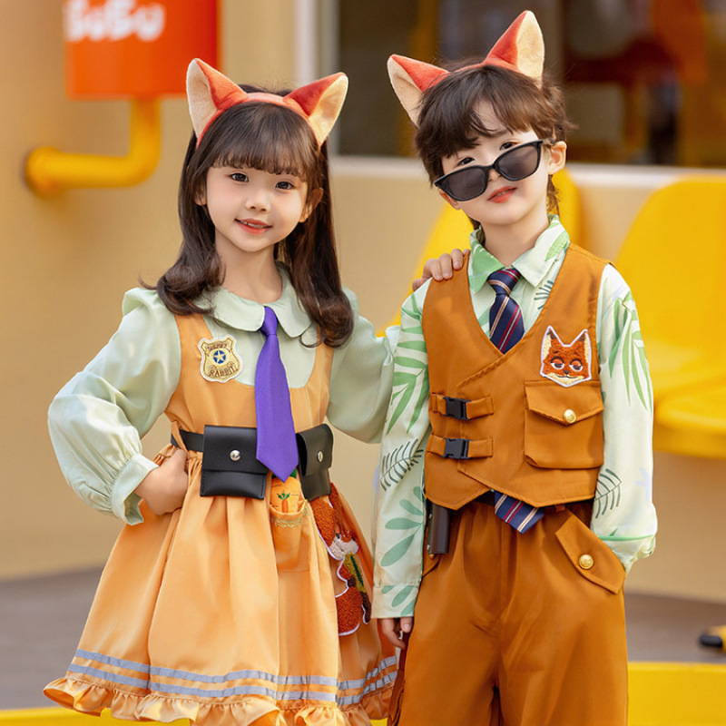 Nick Fox Long-Sleeved Dress Disney Park Outfit Set Performance Costume Zootopia Cos Costume