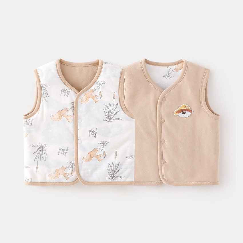 Коричневый (с обеих сторон серые белковые хлопковые жилеты)