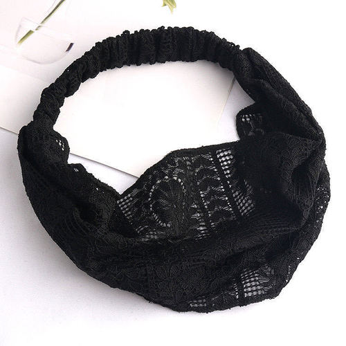 Spring and Summer thin wide headband lace breathable hair net for covering loose hair head scarf wide headband with hollow hair clip popular hair accessory