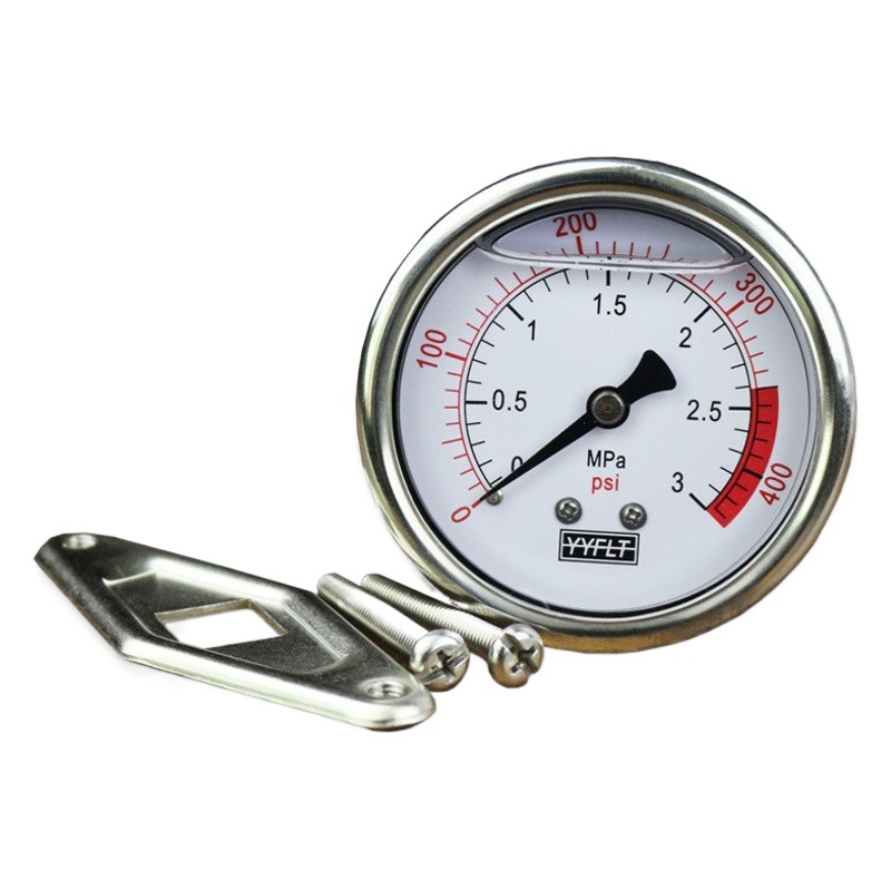 Comercial ro purificador de agua placa de acero inoxidable lleno de aceite resistente a los golpes medidor mecánico 0-3mpa medidor de prueba de presión