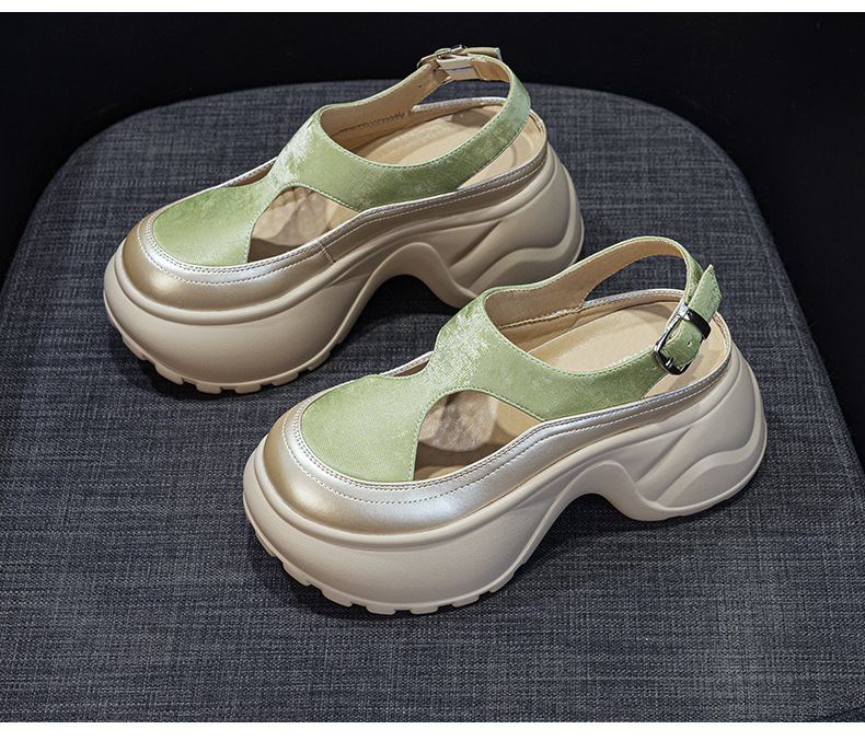 Sandal nữ đế dày mũi bít phong cách La Mã — M2897 xanh lá, M2897 bạc, M2897 màu mơ, M2897 màu da báo chi tiết 29