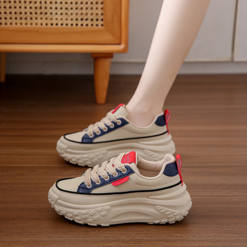 Giày sneaker nữ đế dày phong cách retro, giày thể thao nhẹ nhàng chạy bộ đi bộ — K6710 màu kaki, K6710 màu xanh dương