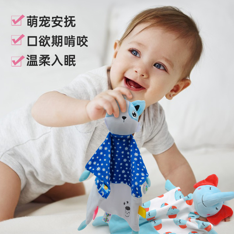 Transfronterizo cpcce bebé animal toalla para el cuidado del bebé tarjeta de tráfico cama colgante bebé toalla de pañuelo toalla de saliva juguete