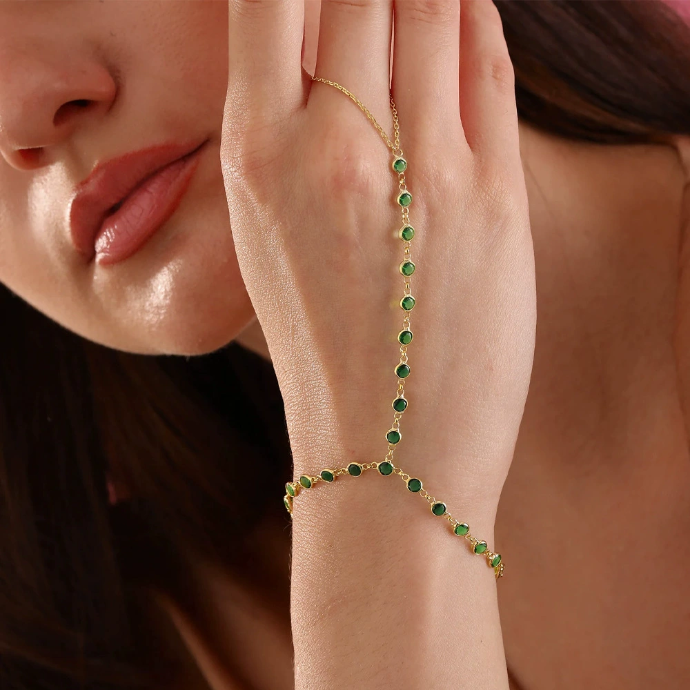 Европейский и американский трансграничный новый ретро зеленый браслет со стразами