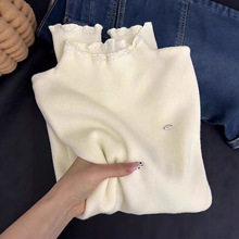 法式蕾丝半高领秋冬新款修身内搭针织打底衫软糯甜美风百搭毛衣女