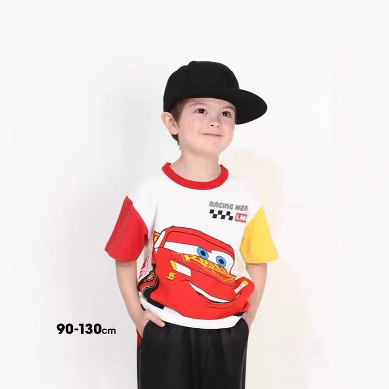 2025 New Children Spring and Summer Split Sleeve Short Sleeve McQueen T-shirt Sports Round Neck
