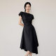 French Style Black Knitted dress Women's Summer Elegant High-end Sense Slim-fit Chic Long Dress Elegant A- line Large Dress