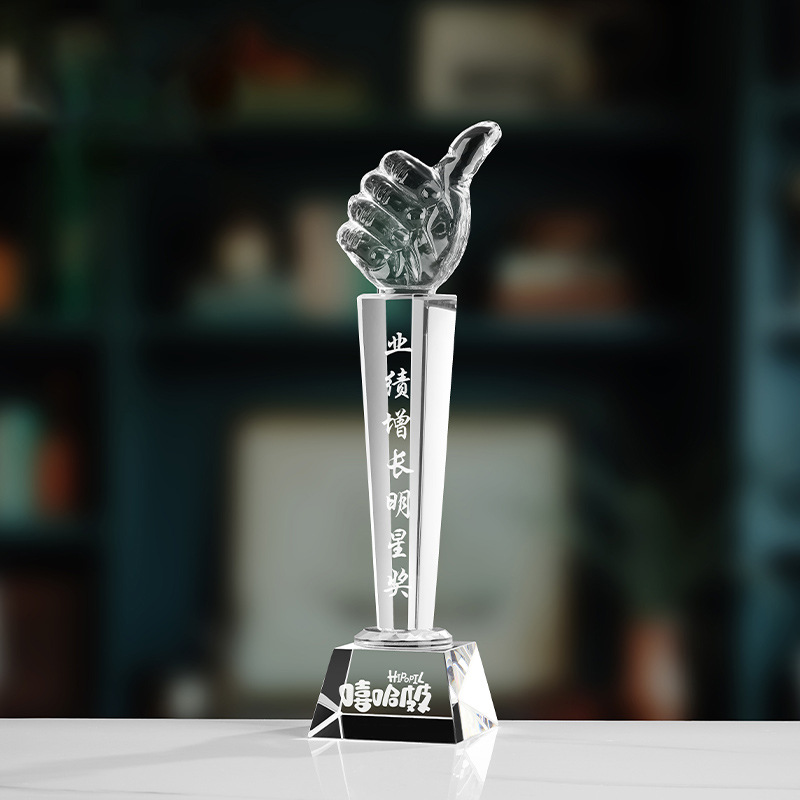 Trofeo de cristal de grabación reunión anual de competición de premios medallas de metal de madera sólida colorido trofeo de cristal impreso