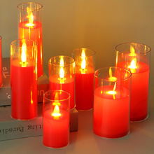 婚庆布置杯电子蜡烛灯装饰亚克力供佛派对聚会LED仿真蜡烛蜡烛灯