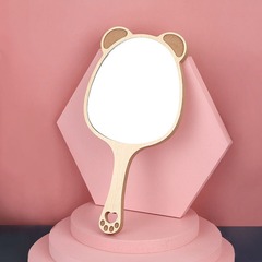 Beauty salon special makeup mirror female handle high-definition embroidered handheld handle mirror portable wooden small mirror