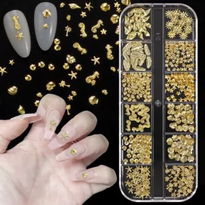 (Оптовые продажи), летнее золотое морское украшение для ногтей, DIY