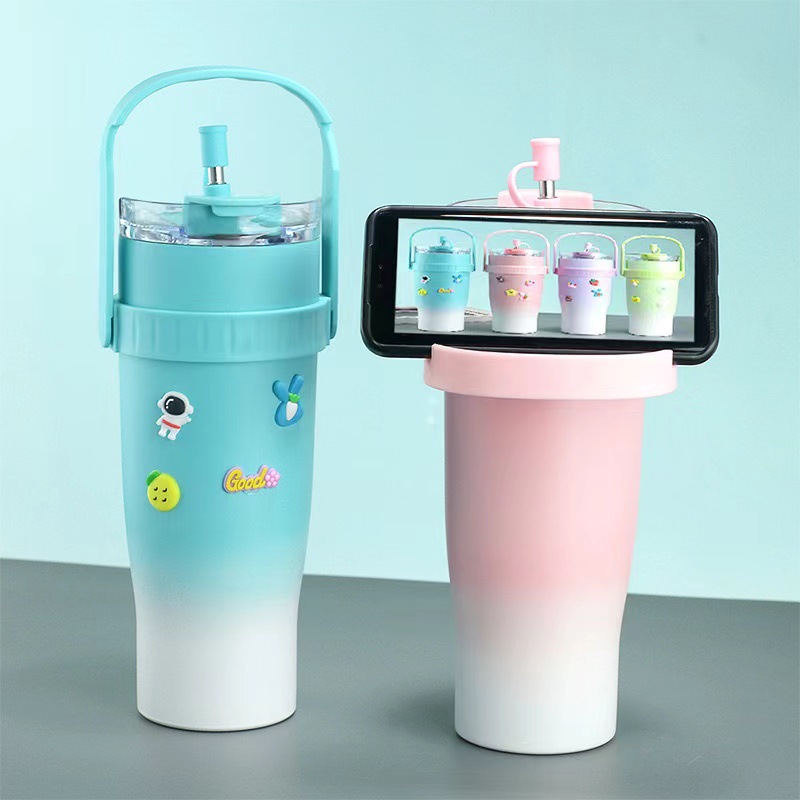 Taza de aislamiento transfronteriza de alto valor mac 40oz taza de automóvil de hielo 304 taza de agua de paja de acero inoxidable