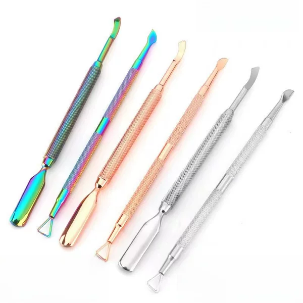 Cross-Border Manicure Steel Pusher Double-Headed Nail Polish Remover Boxed Cleaning and Decontamination Nail Polish Remover Dead Skin Pusher Manicure Tool