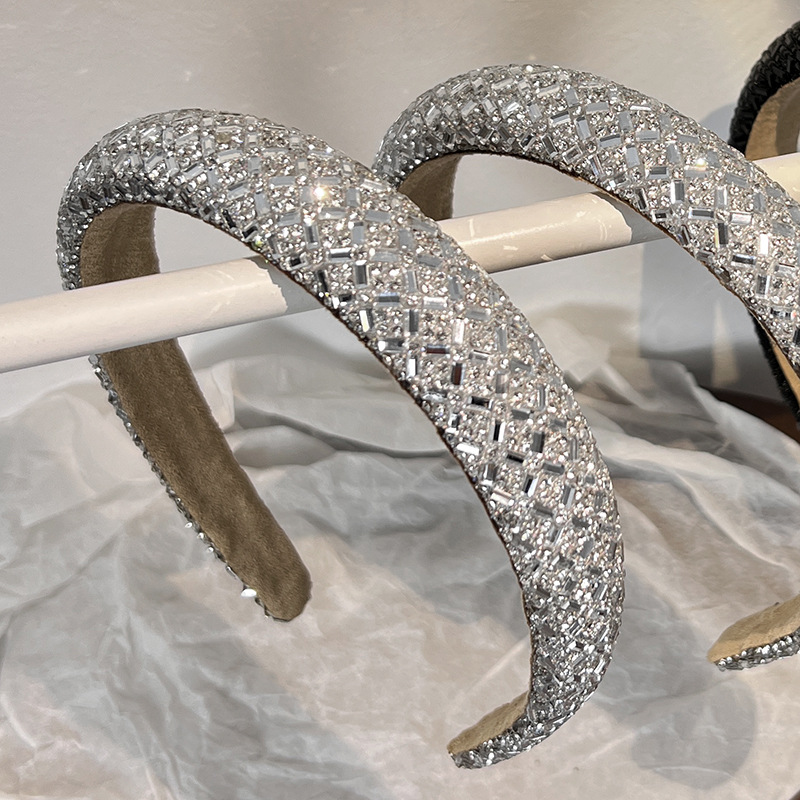 Haut de crâne haut de gamme, sensation haut de gamme, diamant complet, bandeau pour cheveux à pression en éponge super scintillante, célèbre sur internet_voghion.com