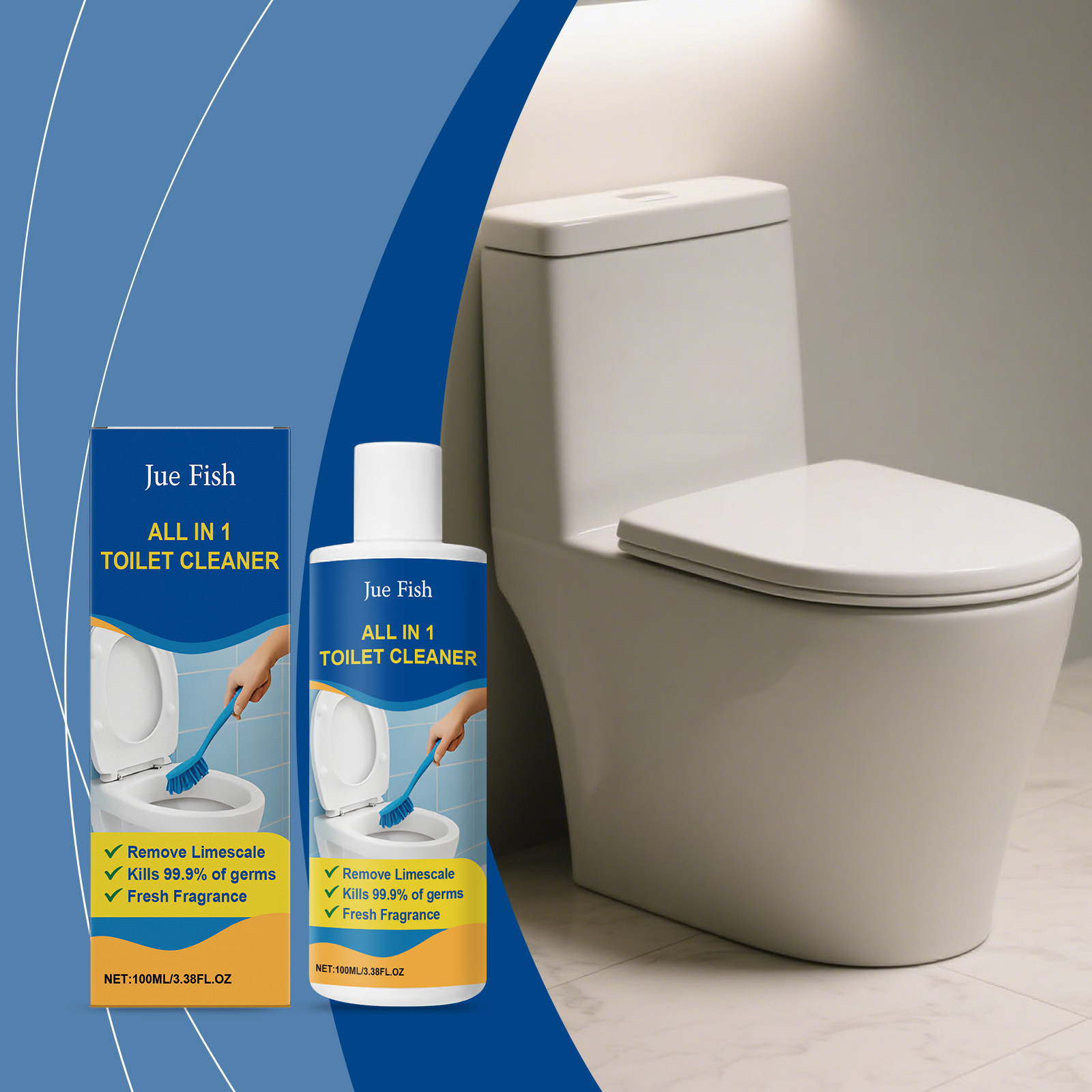 JUE FISH 马桶清洁剂 家用卫生间马桶清洁去污减少异味除垢清洁剂