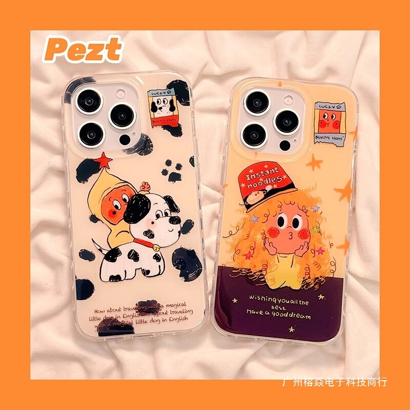 Graffiti Puppy Girl Suitable for Apple 17 Mobile Phone Case Couple Iphone16Promax Single Layer Imd15 Cute