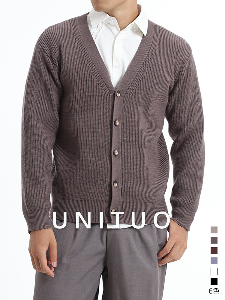 Hombres botón de viento perezoso jersey de punto Cardigan chaqueta de hombre otoño y invierno estilo coreano casual suéter holgado versátil