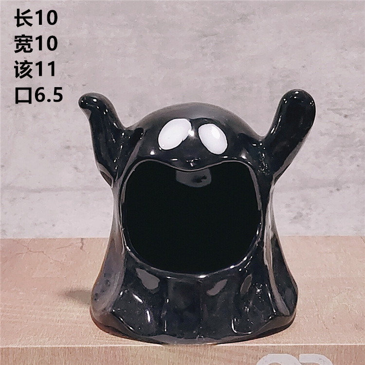Transfronterizo Halloween cerámica fantasma candelabro utensilios de escritorio casero recipiente de panela de bananas fantasma cenicero al por mayor