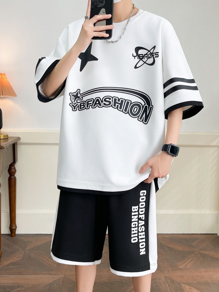 2025 verano juveniles pantalones cortos de manga corta sueltos trajes deportivos camisetas de diseño original casual versátil