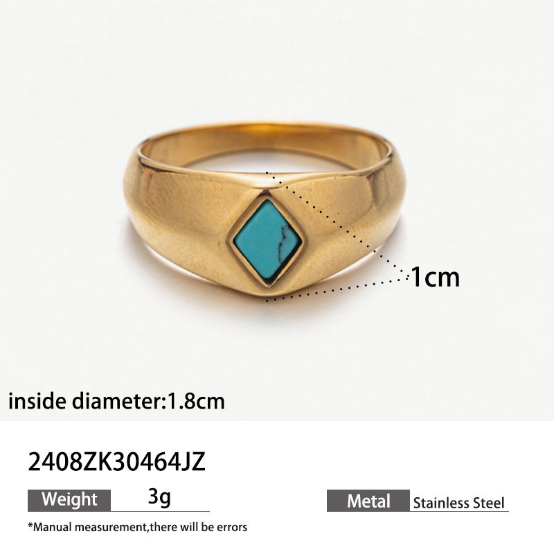Anillo de piedra turquesa de acero inoxidable TENA de Europa y América Anillo de nicho de titanio Anillo de geometría transfronteriza