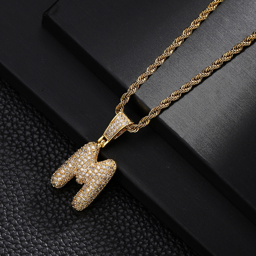 Nuevo cross-border 26 letras inglesas colgantes collares de bronce y piedra collares de moda simplista para hombres y mujeres