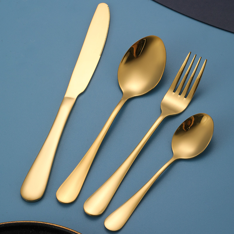 Cubiertos de acero inoxidable 24 piezas, incluye cuchillo para carne y estante – para restaurante y hotel.