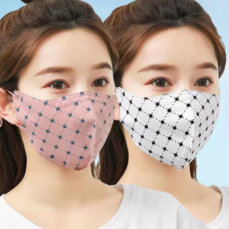 新款夏季薄款凉爽冰丝渐变色口罩骑行防晒防紫外线腮红护眼角面罩