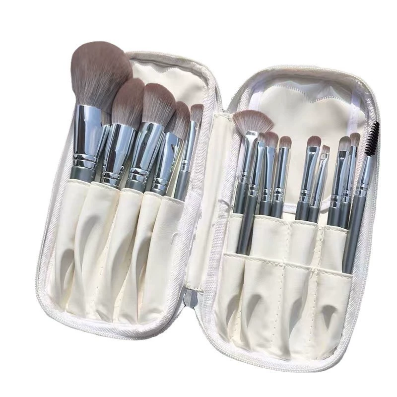 Makeup Brush Set 14 pcs, soft synthetic bristles with carrying bag — beginner full kit