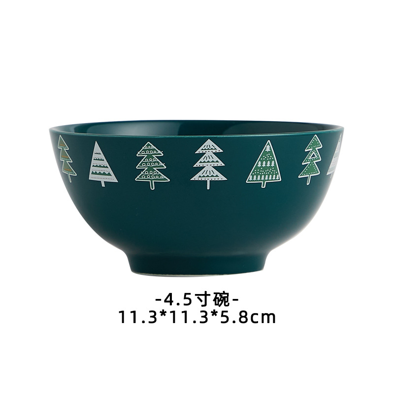 Esmalte de color vajilla de cerámica de Navidad Tazón de fuente traje imprimible logotipo Occidental placa plana de cerámica taza de árbol de Navidad image 11