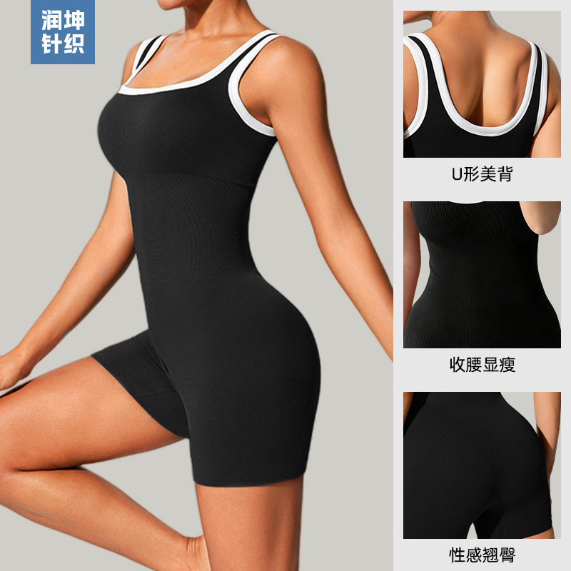 Runkun ハイエンドワンピースヨガウェア女性用フィットネスバックワンピースダンススポーツタイトなエアヨガウェア|undefined