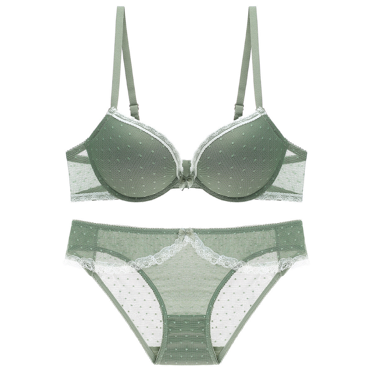 1781 Top Support Thin Bottom Thick Cotton Cushion Steel Ring Gathering Sexy Lace Women's Underwear Bra Set_voghion.com