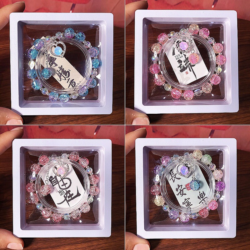 New love crystal bracelet beaded glass children's hand jewelry wholesale fresh sweet Wen Chuang students hot New love crystal bracelet beaded glass children's hand jewelry wholesale fresh sweet Wen Chuang students hot