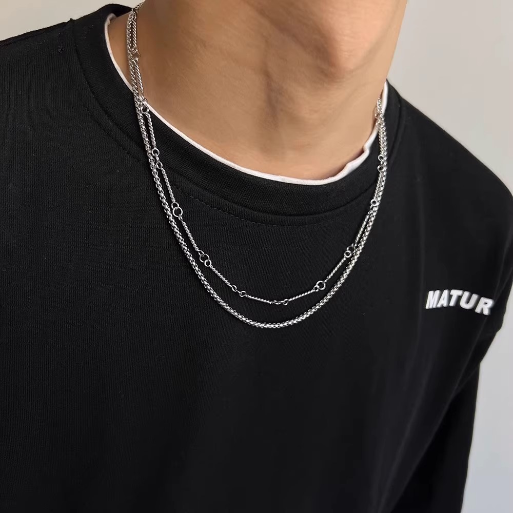 Chain Necklace Classification Simple Style Geometric Titanium Steel Unisex Chain Necklace Men Layered Necklaces