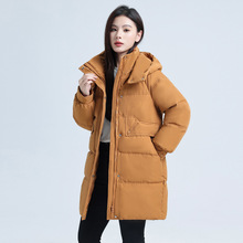 冬季宽松百搭女士高端长款保暖时尚脱卸帽感韩版棉衣加厚羽绒棉服