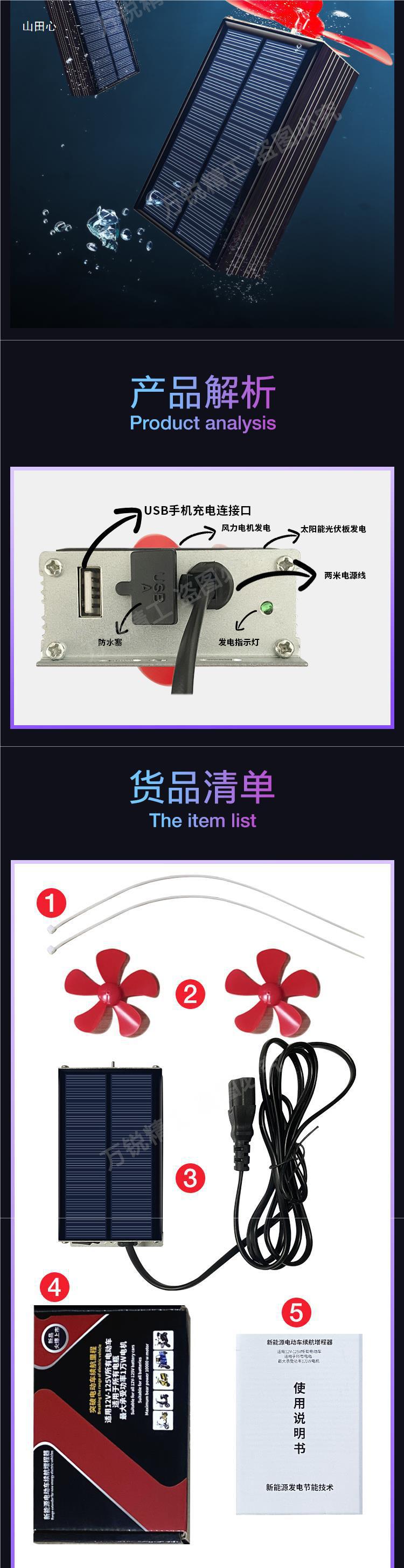 Electric Vehicle Range Extender Wind/Solar Generator Battery Charger