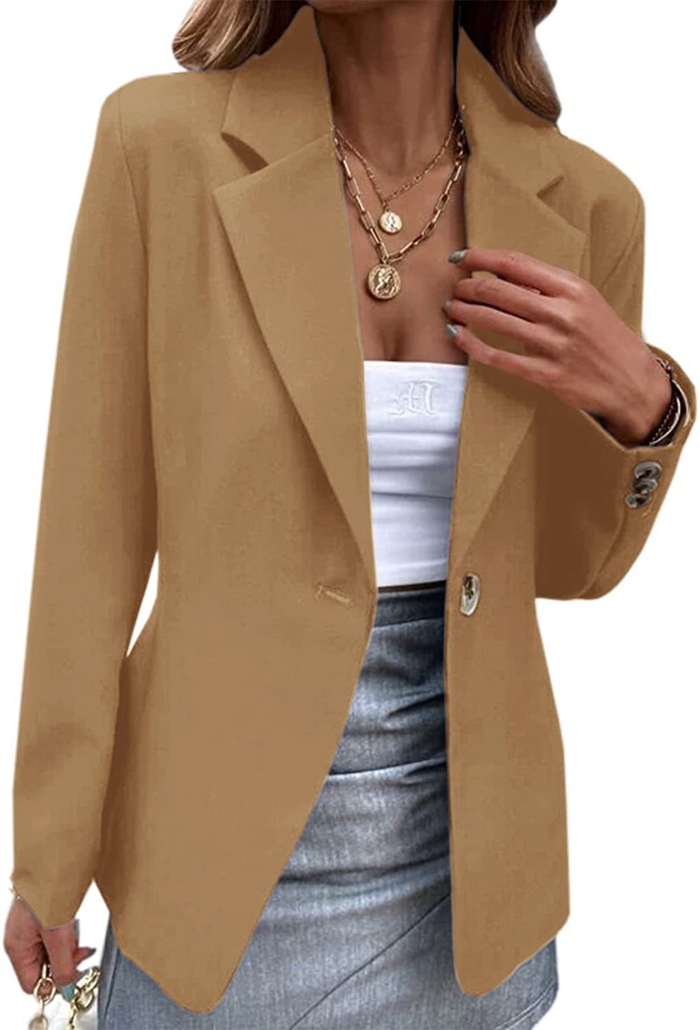 350g Weight Blazer Outerwear Type Long Sleeve Sleeve Length Single Breasted Placket Type Spandex, Polyester Fabric Type Blazer Tops Type Business, Cocktail Party Occasion Turndown Neckline Slim Fit Type Solid Color Pattern Spring, Autumn Season Women's Gender Elegant, Streetwear Style Women's Blazer Long Sleeve Blazers Elegant Streetwear Solid Color 21
