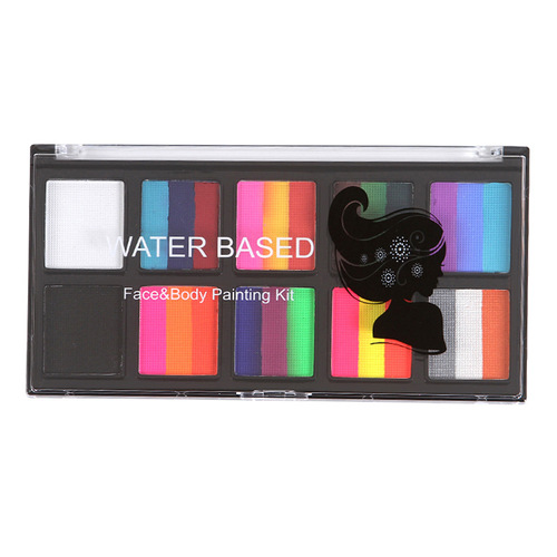Face Rainbow Pigment Water Soluble Body Pigment Body Painting Christmas Makeup Drama Pigment 10 Color Box