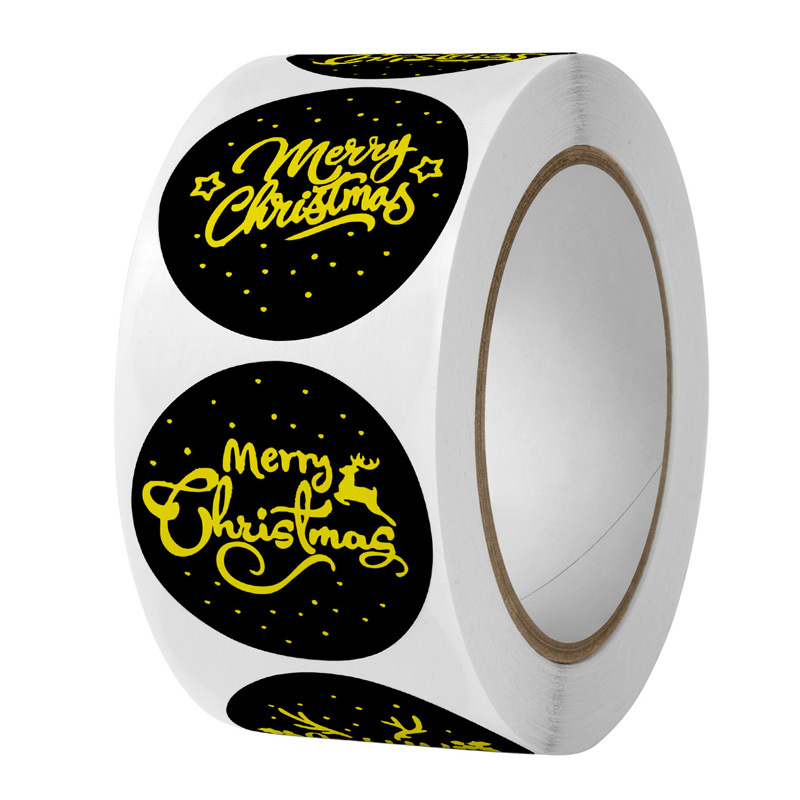 500张/卷装烫金圣诞节日贴纸感谢烘焙不干胶标签信封装饰封口贴纸