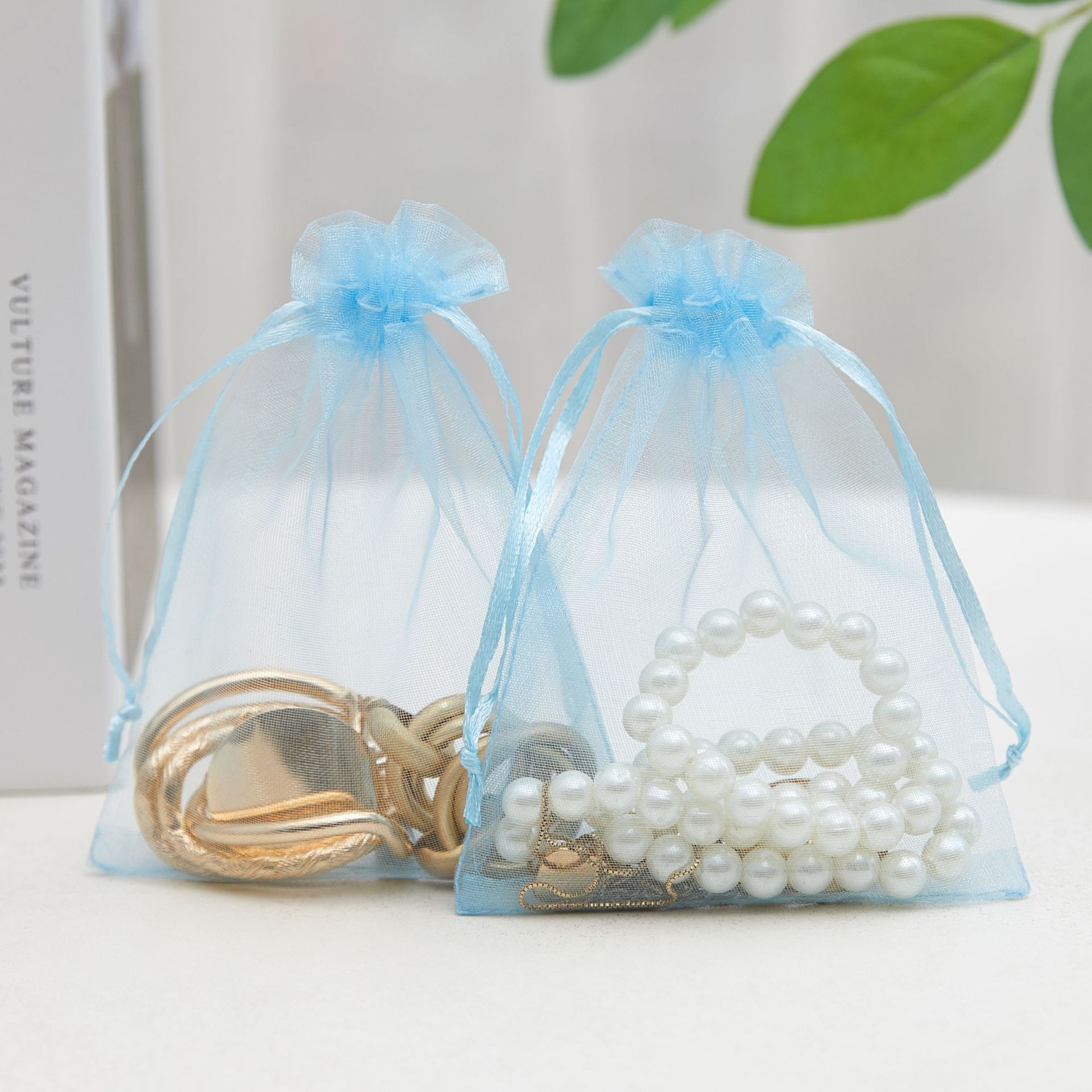 Bolsa de organza blanca al por mayor, bolsa de malla de perlas, bolsa de embalaje de regalo con boca de cordón, joyería de dulces de boda, bolsa de cordón, bolsa de almacenamiento
