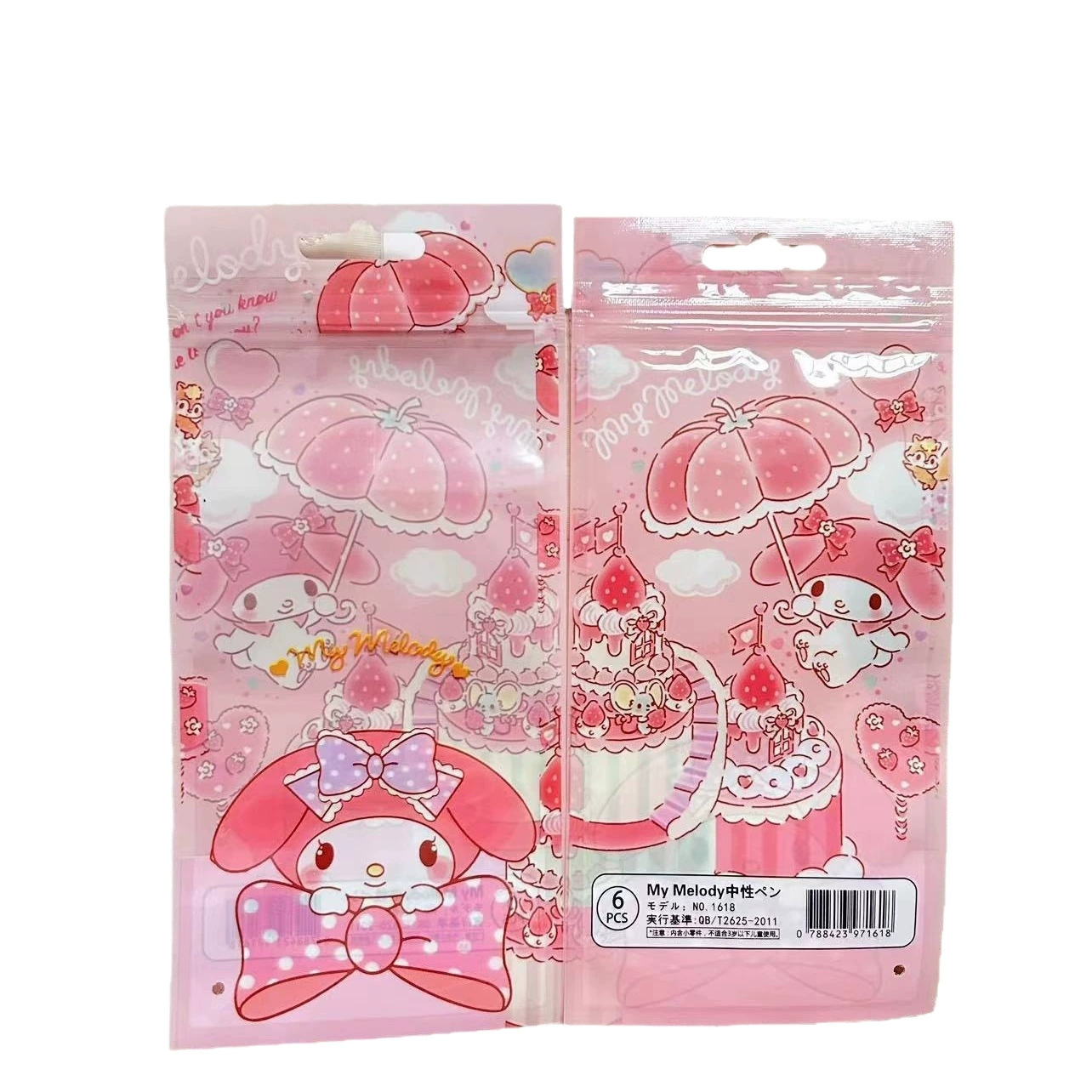 Пенал-пакет (Sanrio) — 6 пластиковых запечатанных сумок, набор разных персонажей, размер шариковой ручки