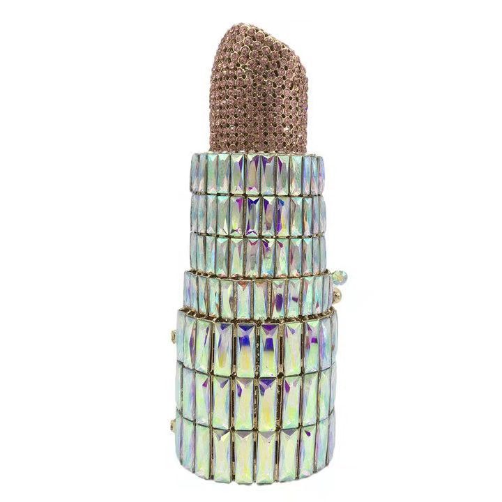 Crystal clutch transfronterizo nuevo lápiz labial bolso de cena de diamantes Europa y América banquete lleno de diamantes bolso de mano de mujer