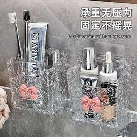 现货洗脸巾桌面收纳盒浴室壁挂洗漱置物架化妆品蝴蝶结杂物收纳盒